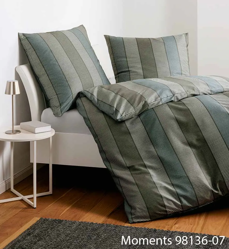 Janine Garnitur Mako-Satin  sand salbei 155x220,80x80 cm