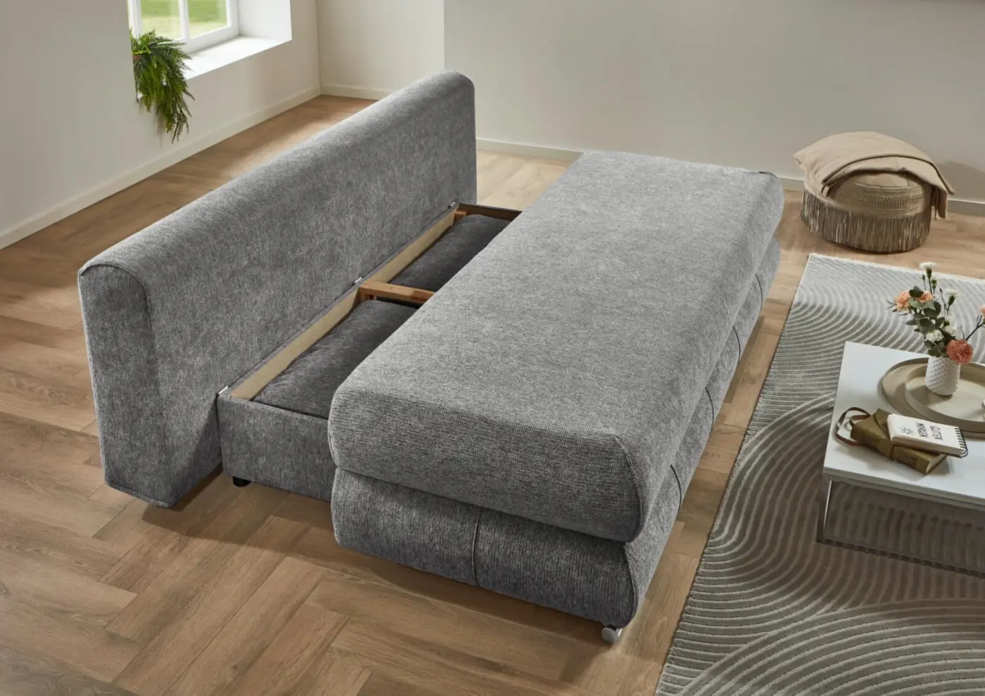 Sun Garden Schlafsofa SO350 Borna silber LF 138 x 195 cm