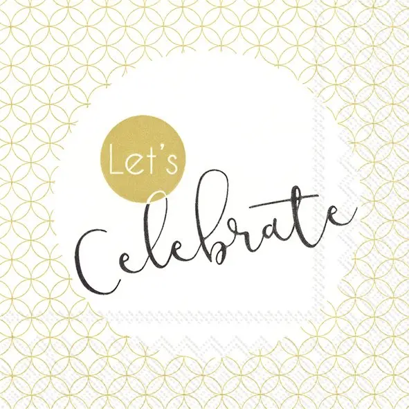 Ihr Cocktail-Servietten LET'S CELEBRATE gold 25X25 cm