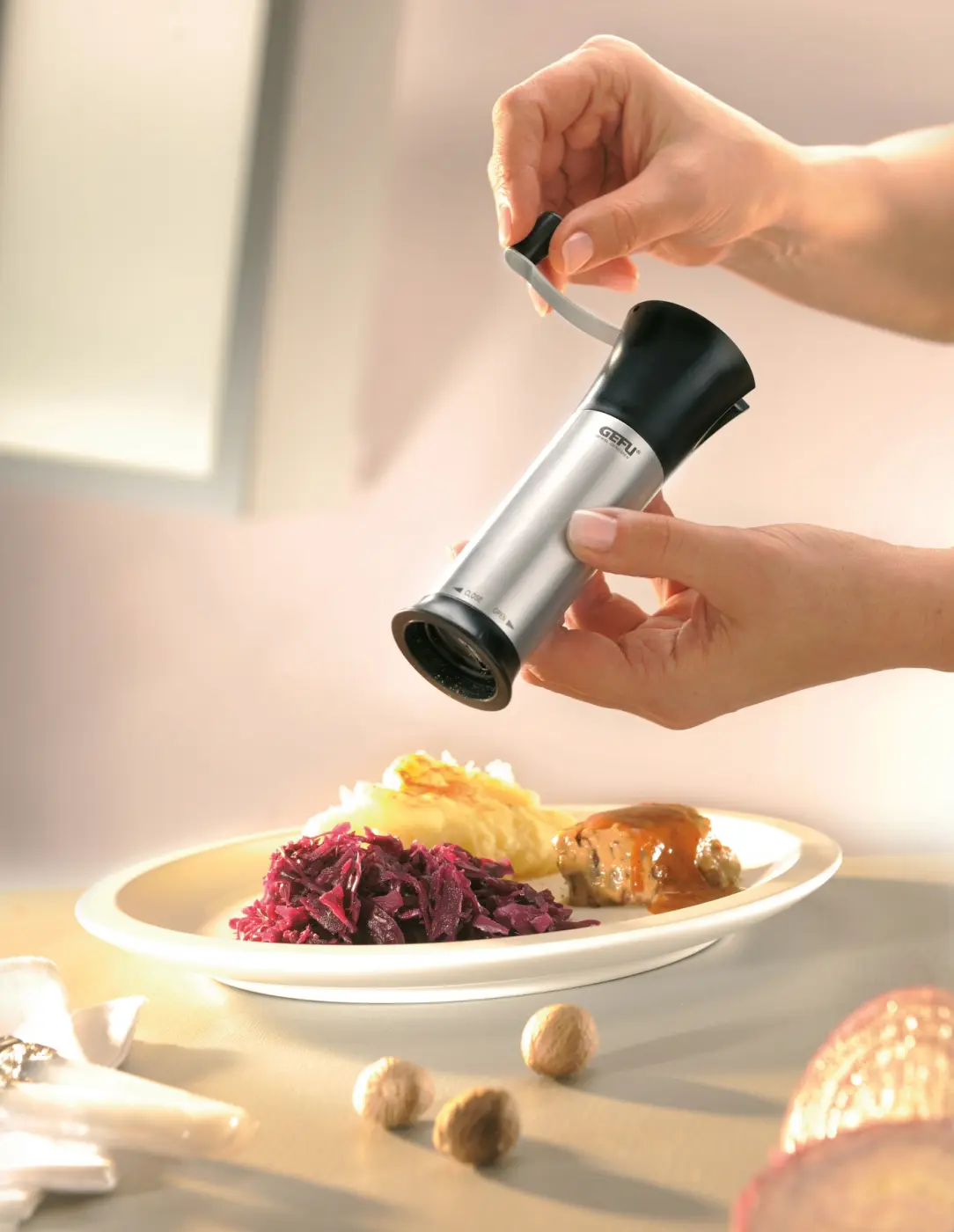 Gefu Muskatmühle MOSCATA Schwarz, silber