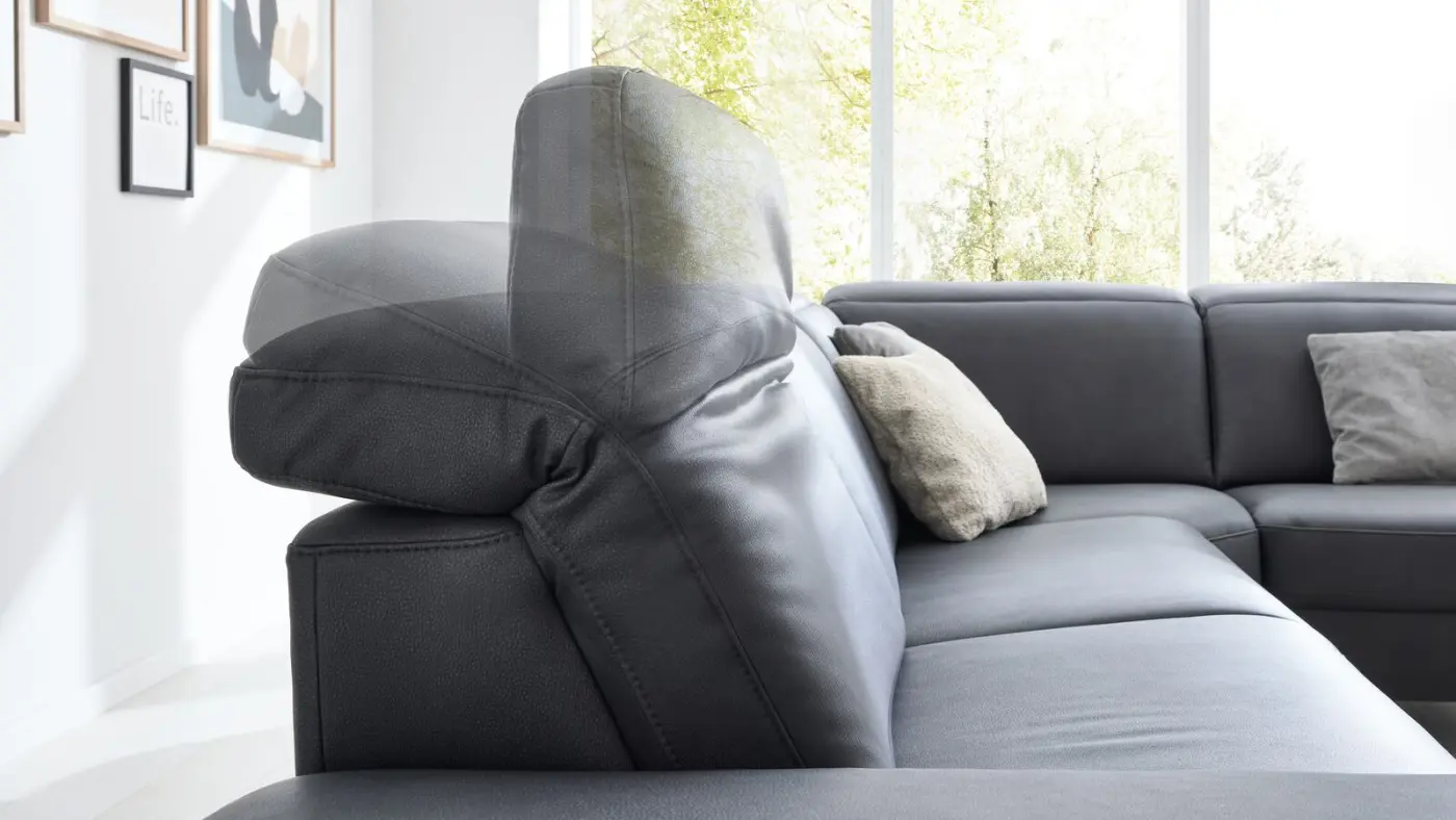 Interliving Wohnlandschaft mit Funktionen Serie  4064 Stoff graphit ca. 287 x 254 cm