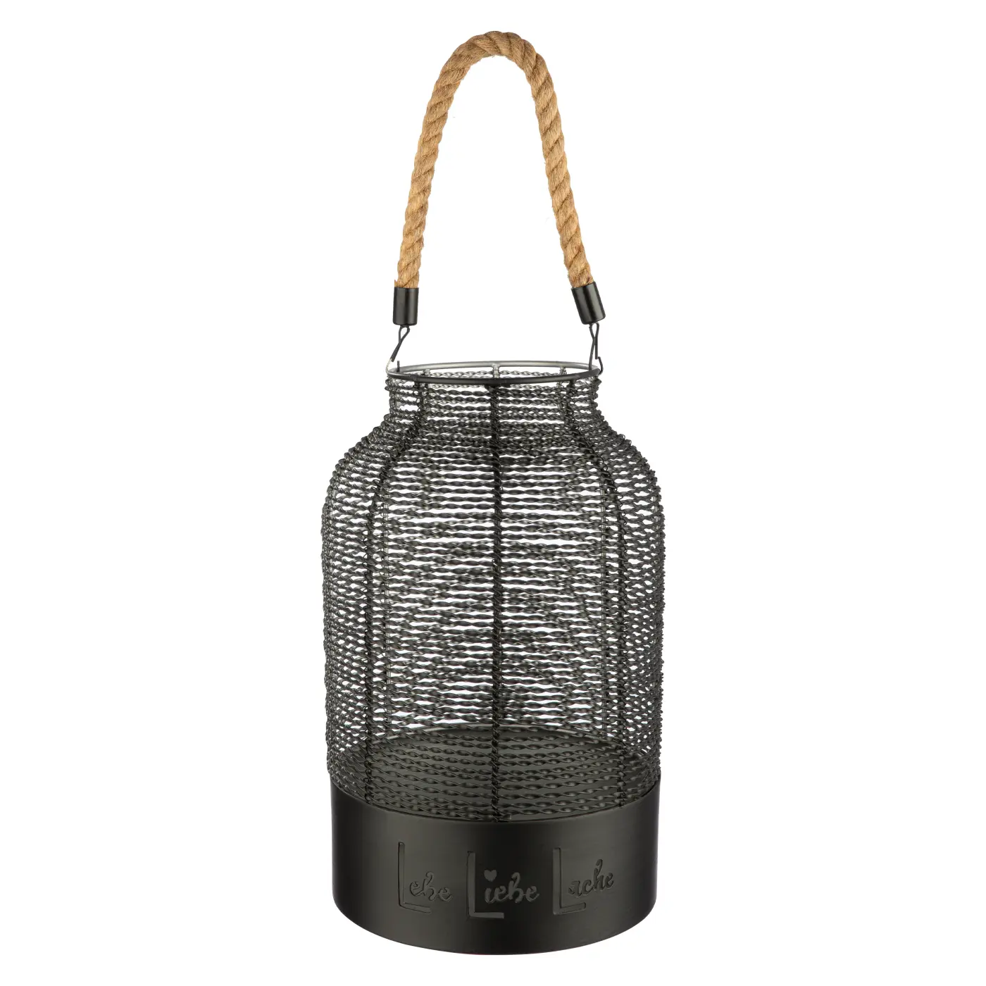 Gilde Handwerk Windlicht "Lebe, Liebe, Lache" Eisen schwarz