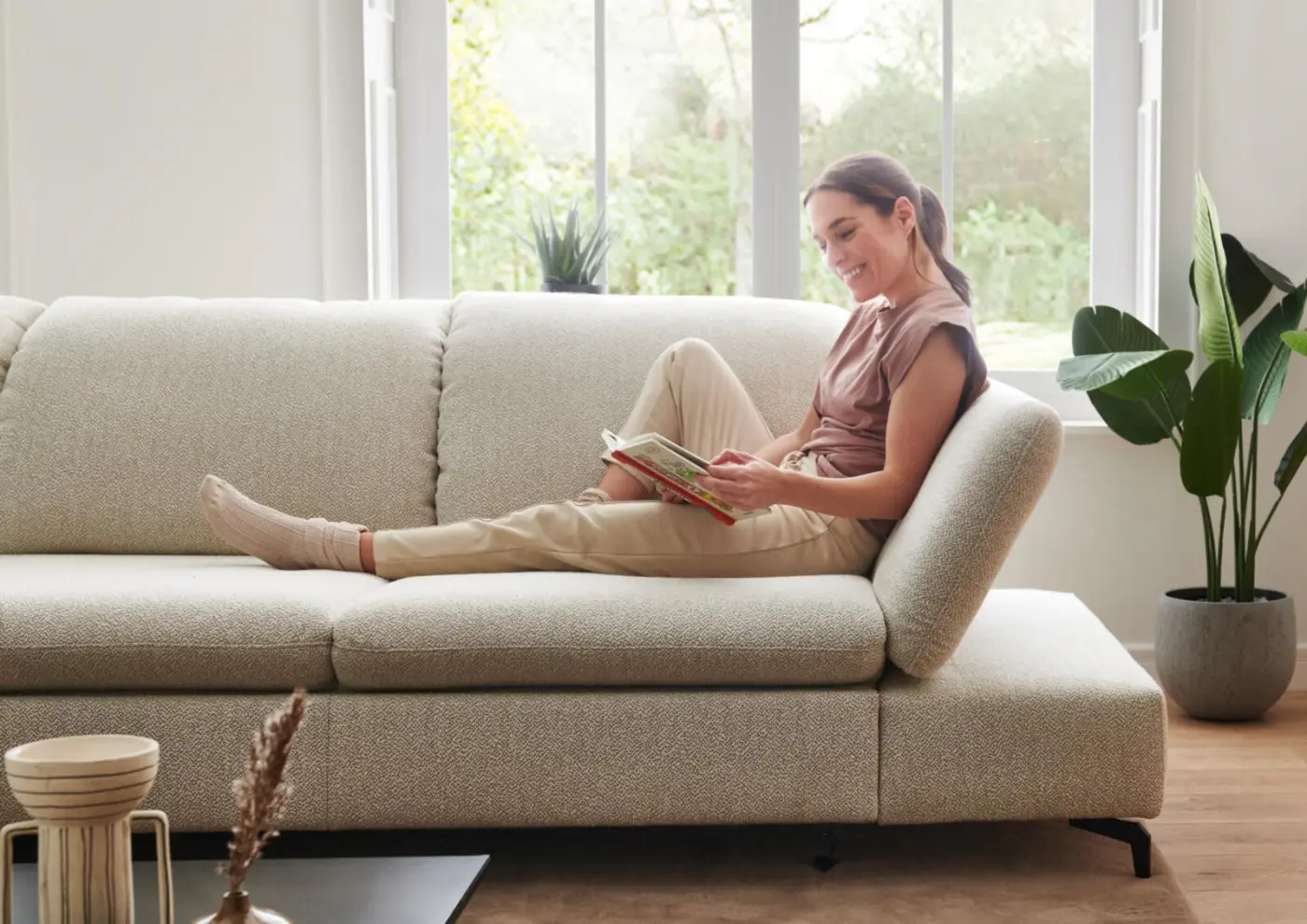 Willi Schillig Wohnlandschaft 15281 - Select Venus Plus mit Funktionen beige ca. 198 x 314 cm