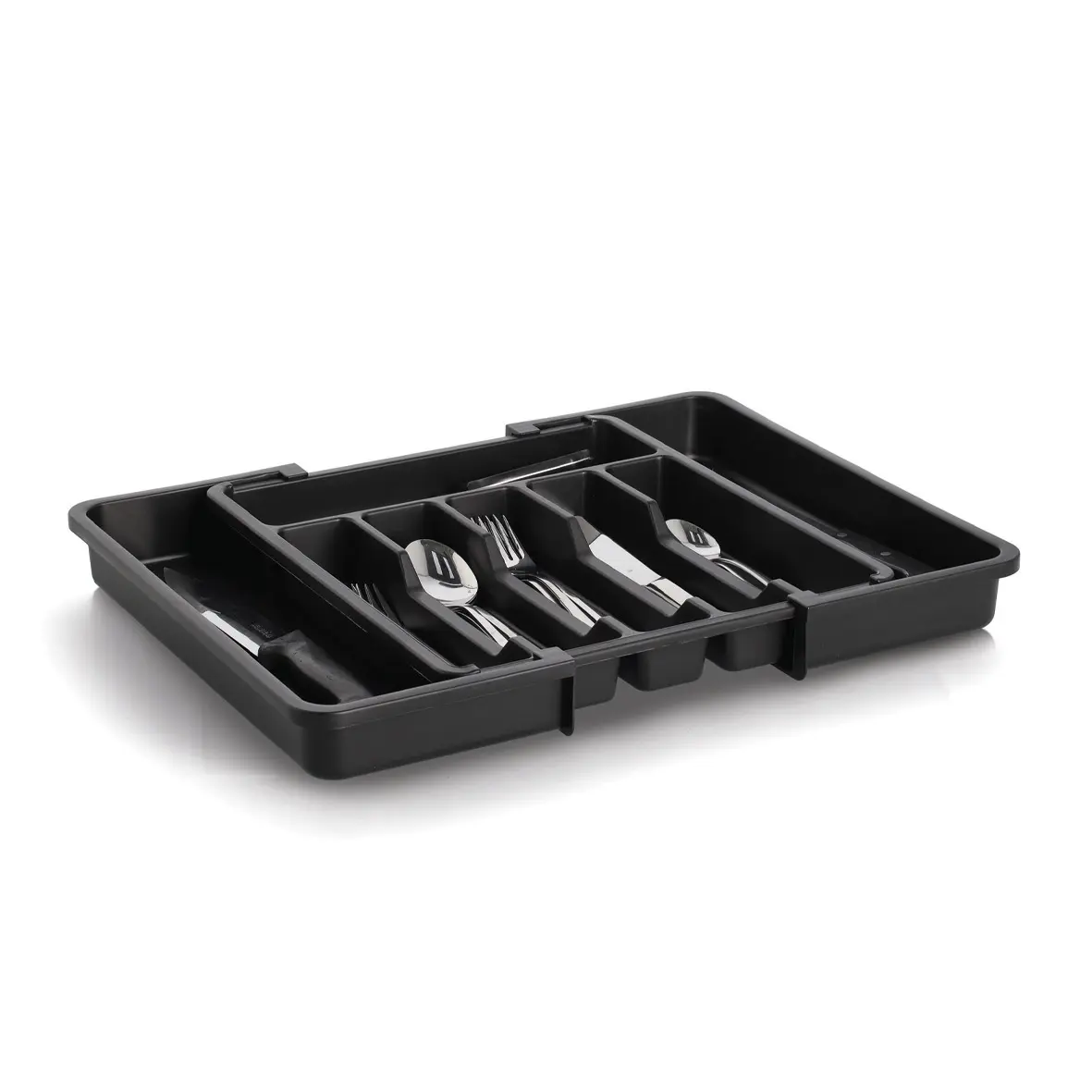 Zeller Besteckkasten ausziehbar Kunststoff schwarz