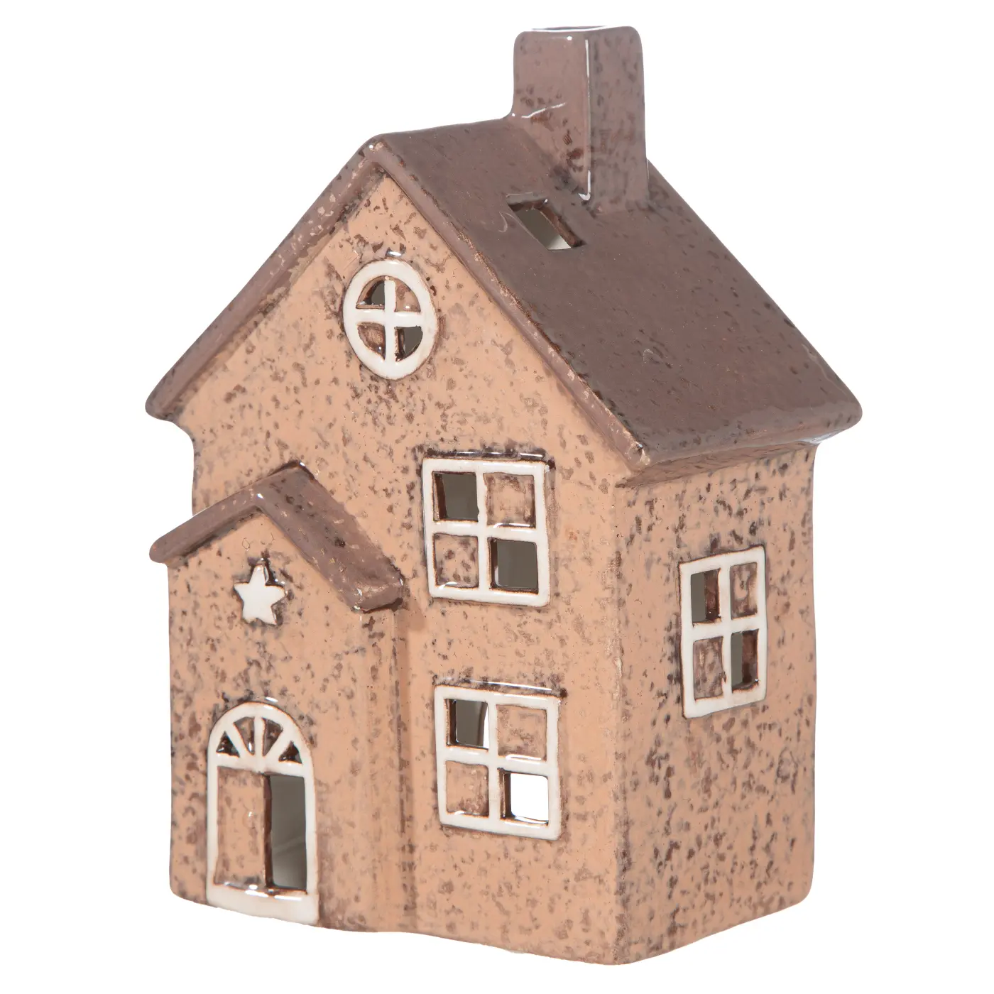 Gilde Windlicht Haus "Verdo"Keramik braun