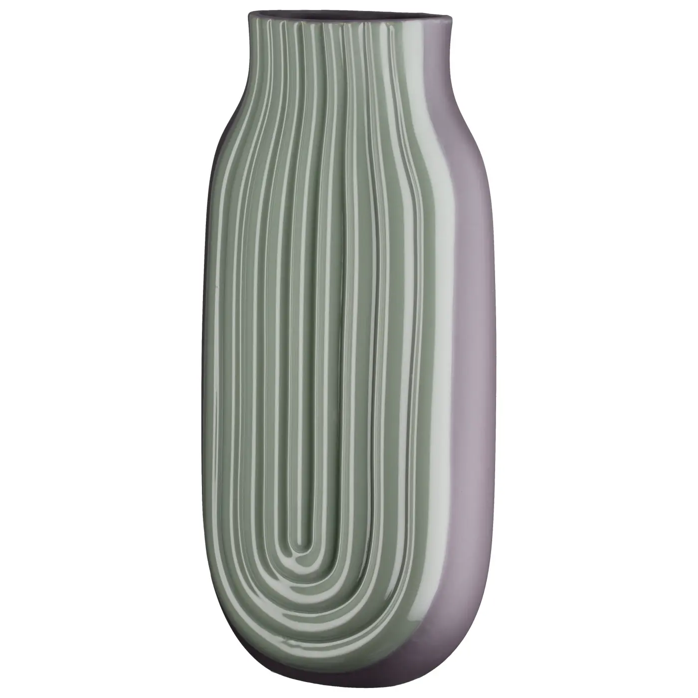 Gilde Vase konisch "Curve" Keramik grün geriffelt