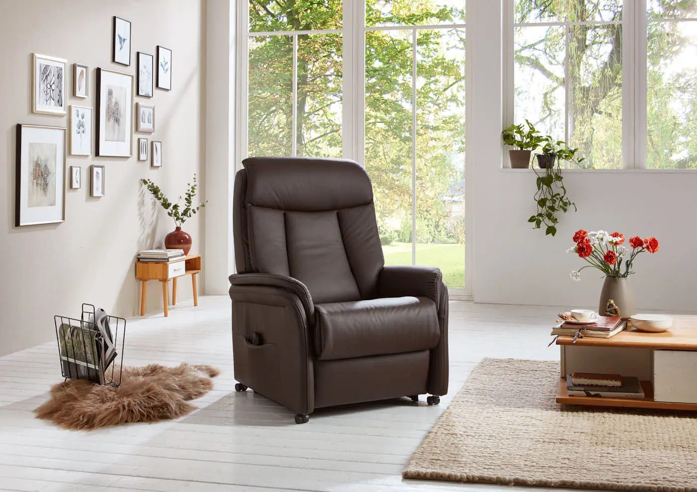 Hukla  Relaxsessel HU-RV19174 2 motorisch/Aufstehhilfe Leder grau 
