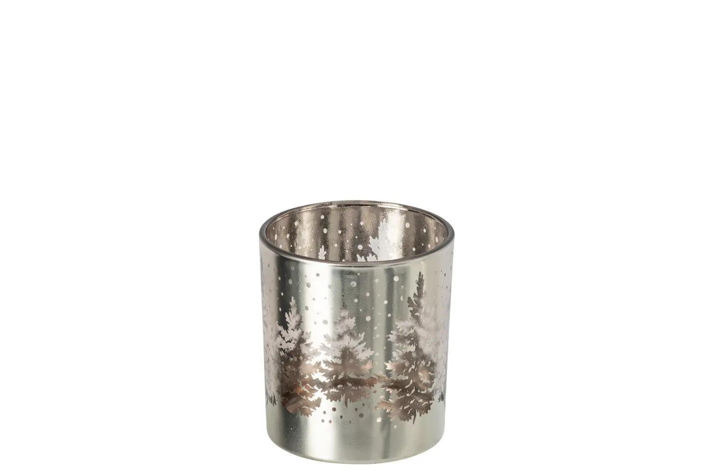 Jolipa Windlicht Baum Glas Silber  7x7x8cm