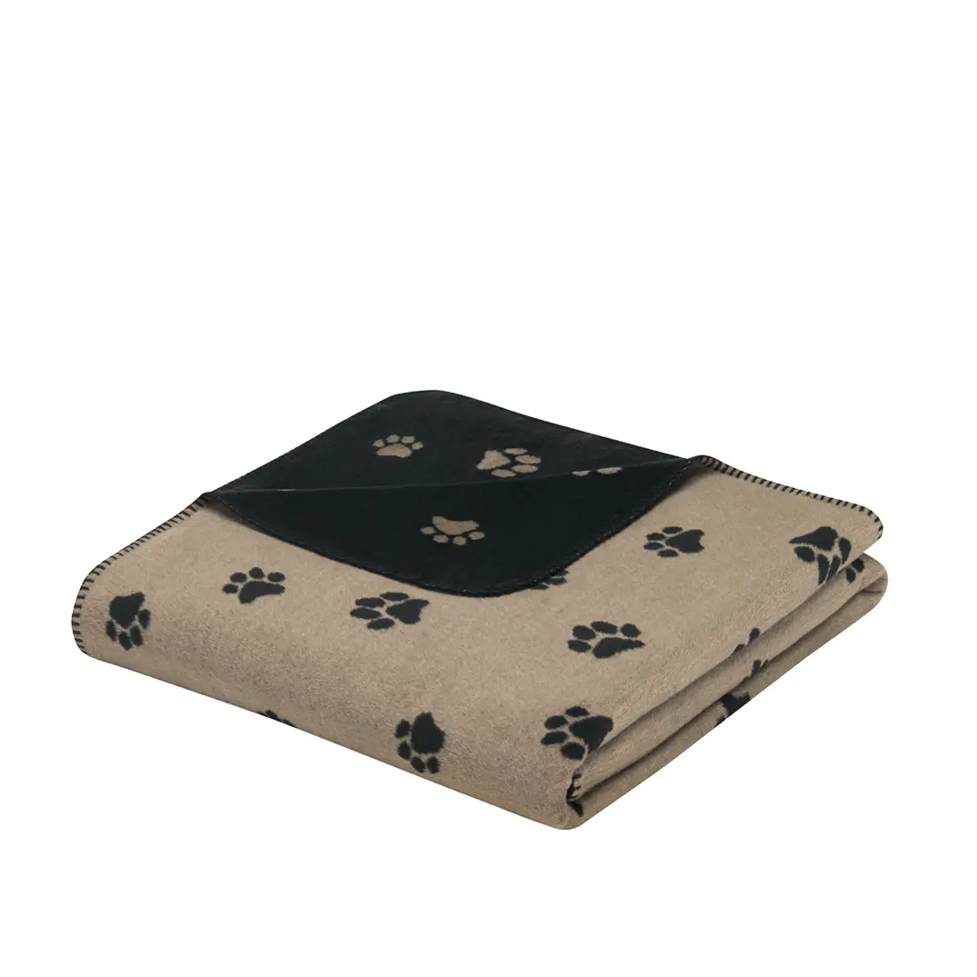 Cawö Wohndecke We love dogs Wohndecke Paws schwarz/beige 150/200 cm