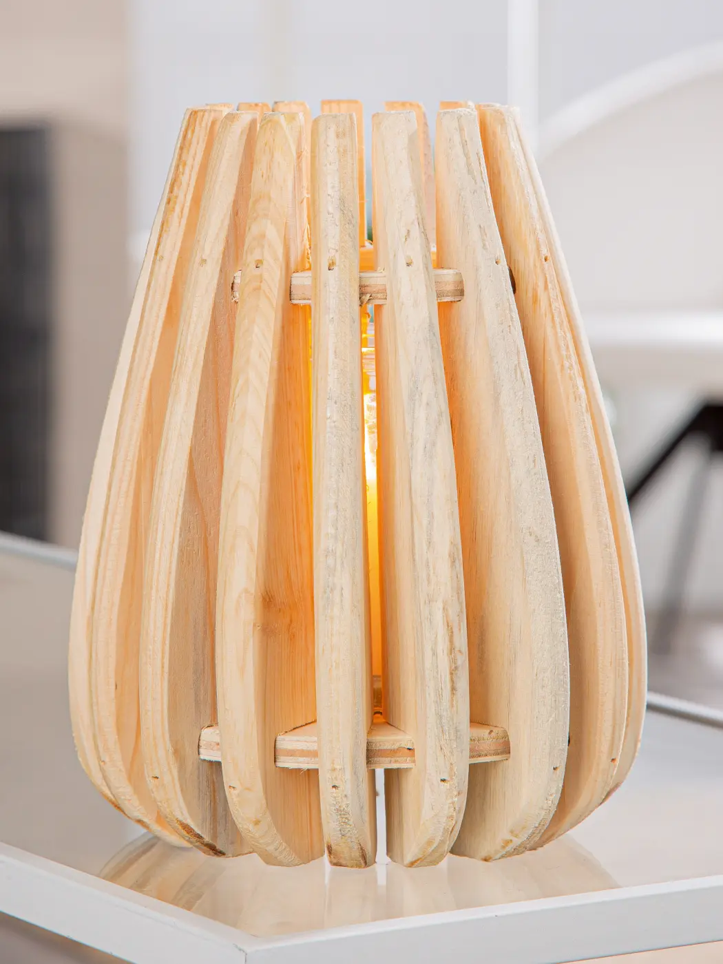 Gilde Handwerk Windlicht mit Glaseinsatz  Koivu Holz natur 15 cm