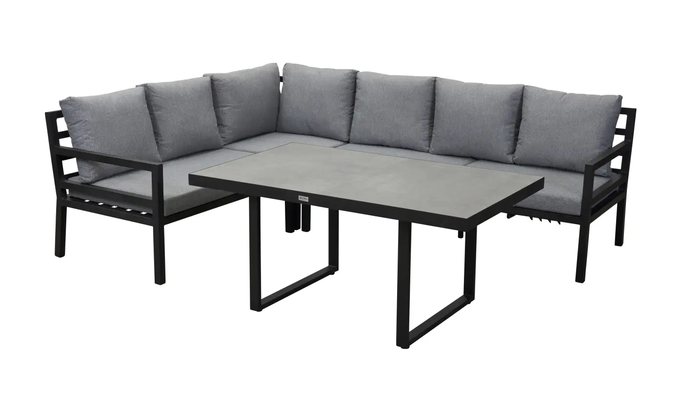 LC Garden Dining Eckbank Sondrino  grau/schwarz ca. 200 x 250 cm