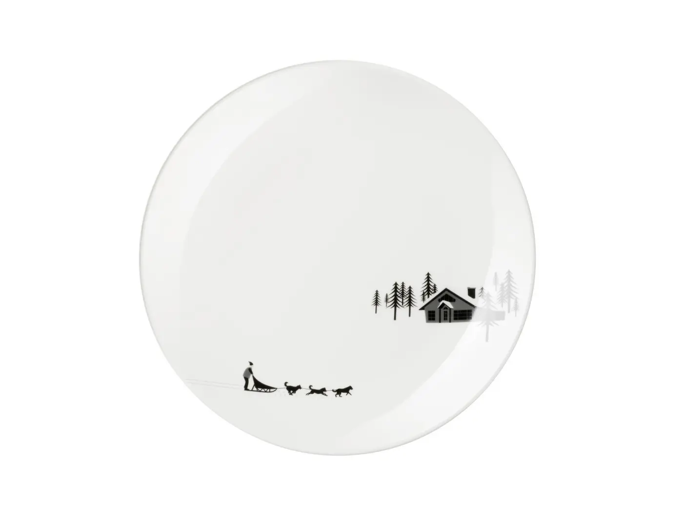 ASA Teller snow tracks sled dogs Motiv glänzend D. 20,5 cm, H. 2,2 cm