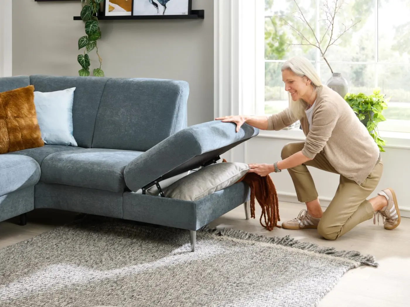 Polipol Polstergruppe Serie OS-PP1204 mit Funktion blau ca. 240 x 190 cm