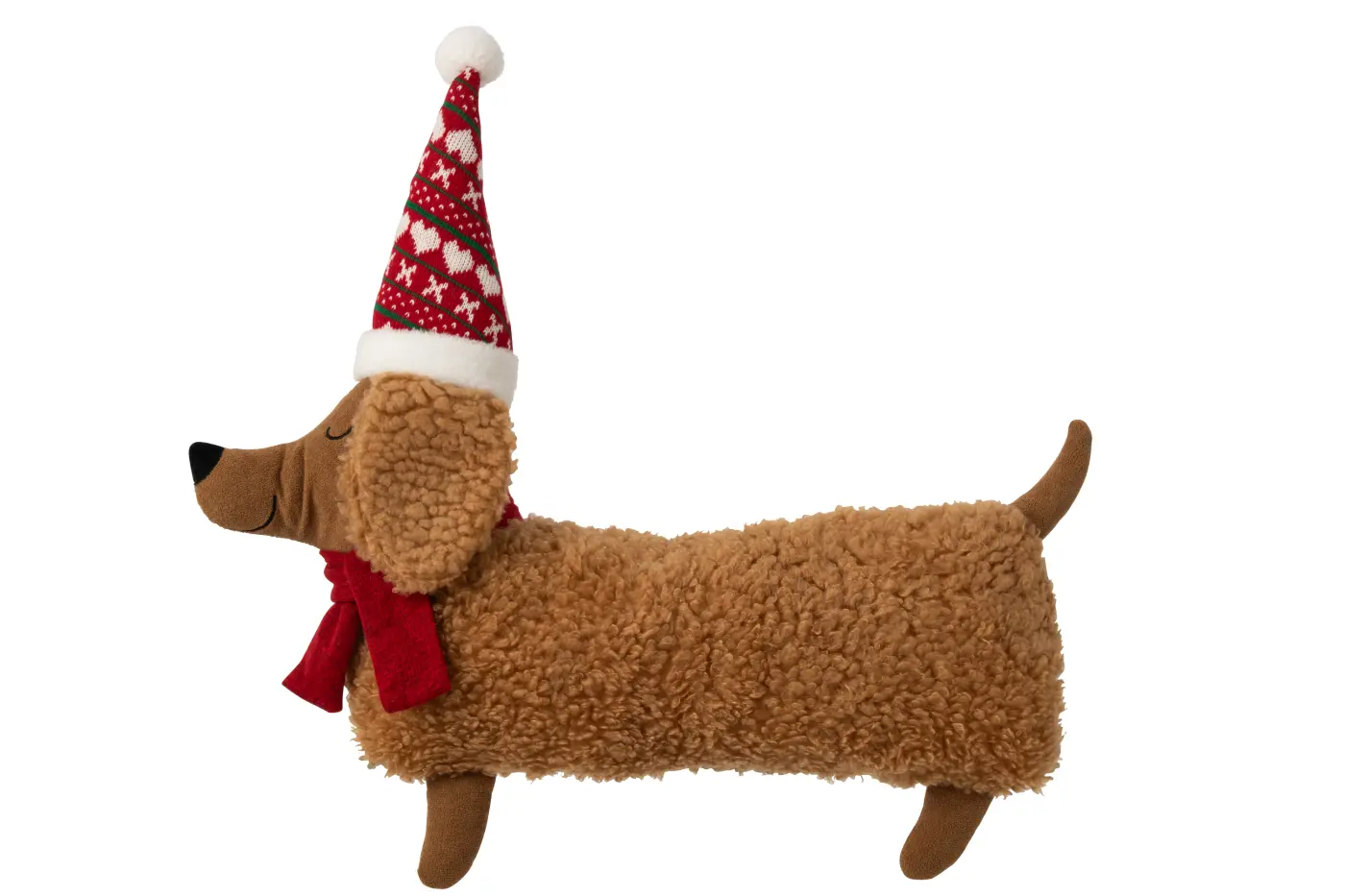 Jolipa Kiss Hund+hut Polyes Br/weihna  64x11x60cm