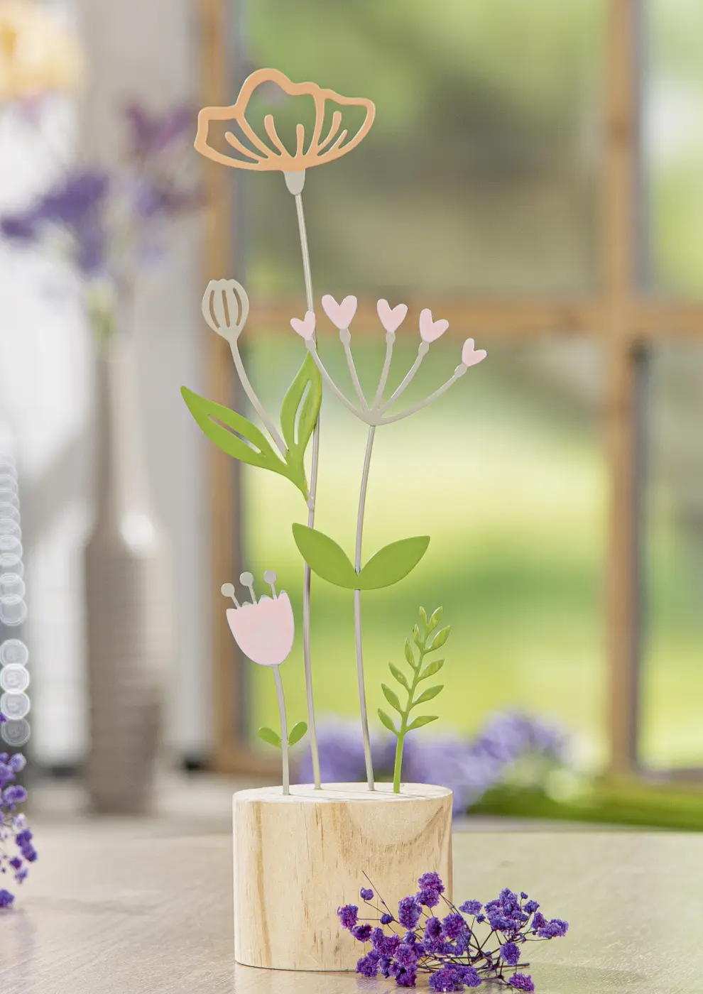 Gilde Standrelief Blume mehrfarbig 32 cm Metall