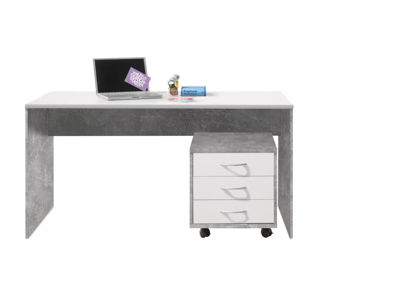 BegaConsult  OPTIMUS Rollcontainer Beton / Weiß BHT ca.  46x 48x54 cm