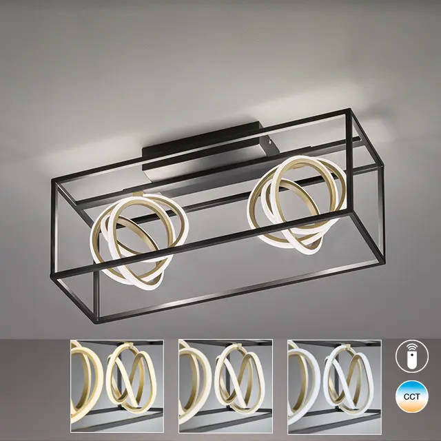 Fischer & Honsel  Deckenleuchte Gisi Schwarz, Goldfarben