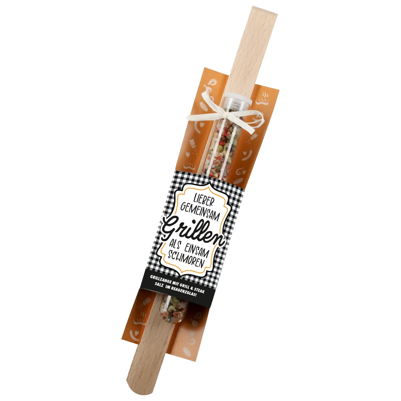 Gilde Grillzange "Gemeinsam Grillen" Holz naturfarben mit Spruch