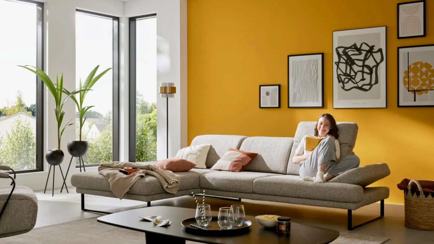 Interliving Wohnlandschaft mit Funktion Serie 4460 hellgrau ca. 207 x 302