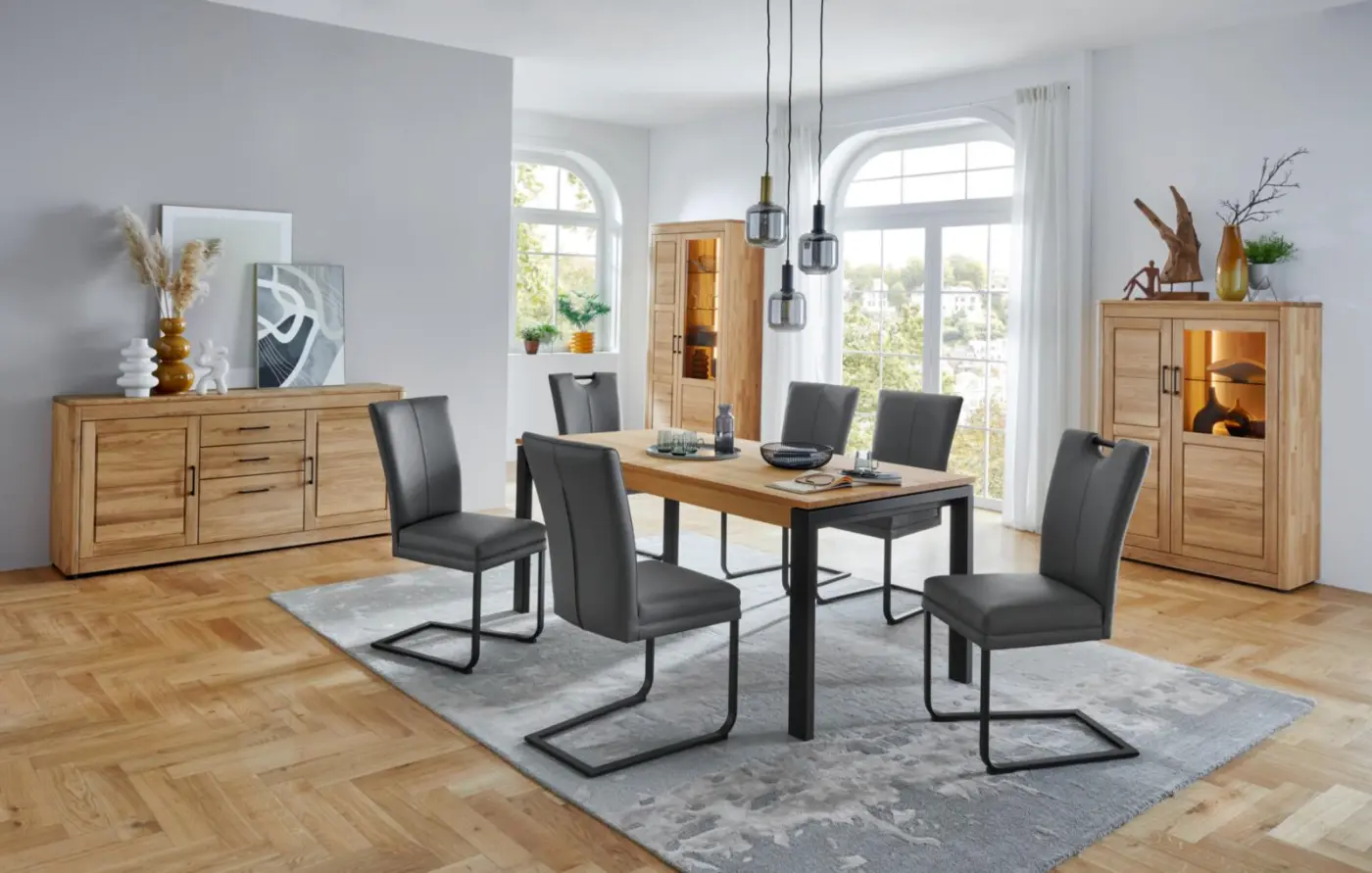 Skalik  Highboard Vigo mit Zubehör  Eiche Massiv Legno geölt ca. 105 x 145 x 40cm