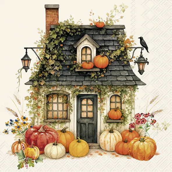 Ihr Cocktail-Servietten WITCH HOUSE cream 25X25 cm