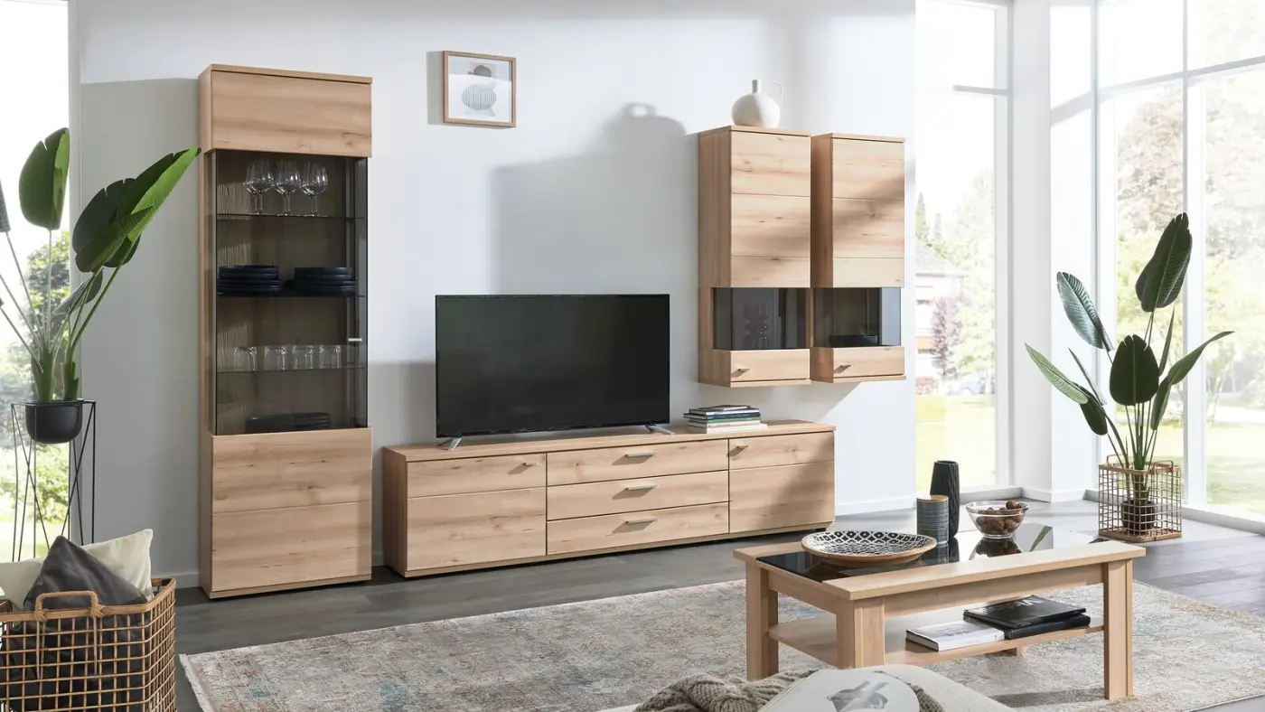 Interliving  Wohnkombi Serie 2110 Naturbuche  ca. 315 x 216 x 40-45cm