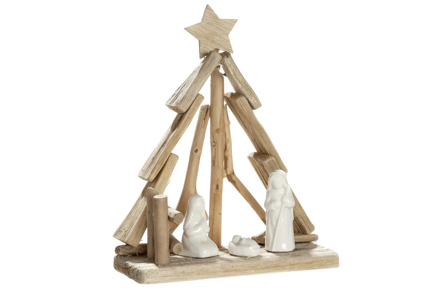 Gilde Handwerk Krippe Maria & Josef Treibholz natur