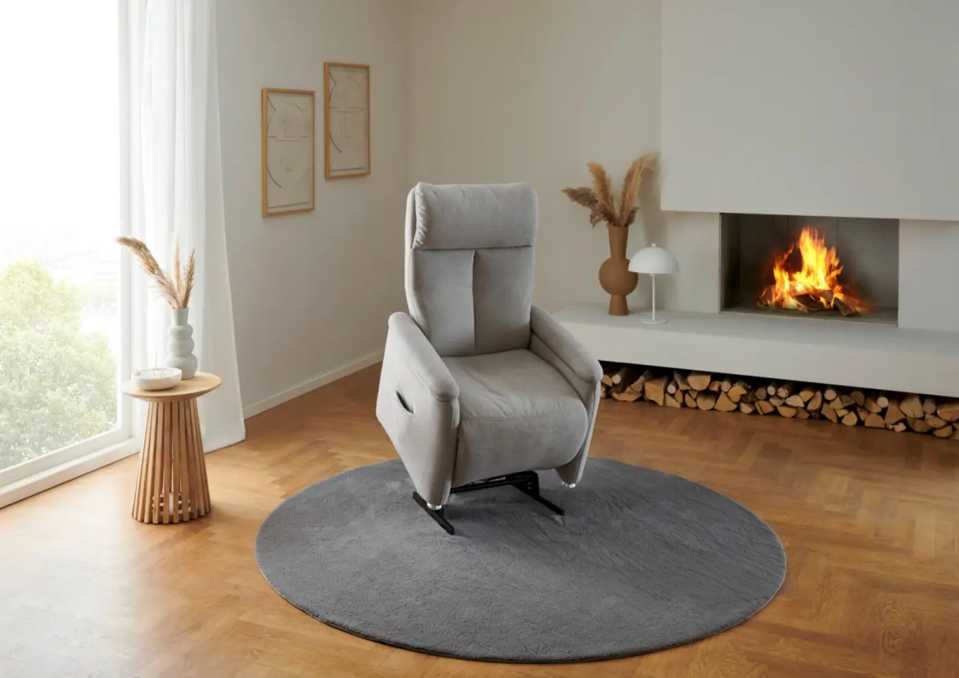 Polsteria Fernsehsessel Timeless 1.0 Comfort RelaXX 2 motorisch mit Aufstehhilfe hellgrau 