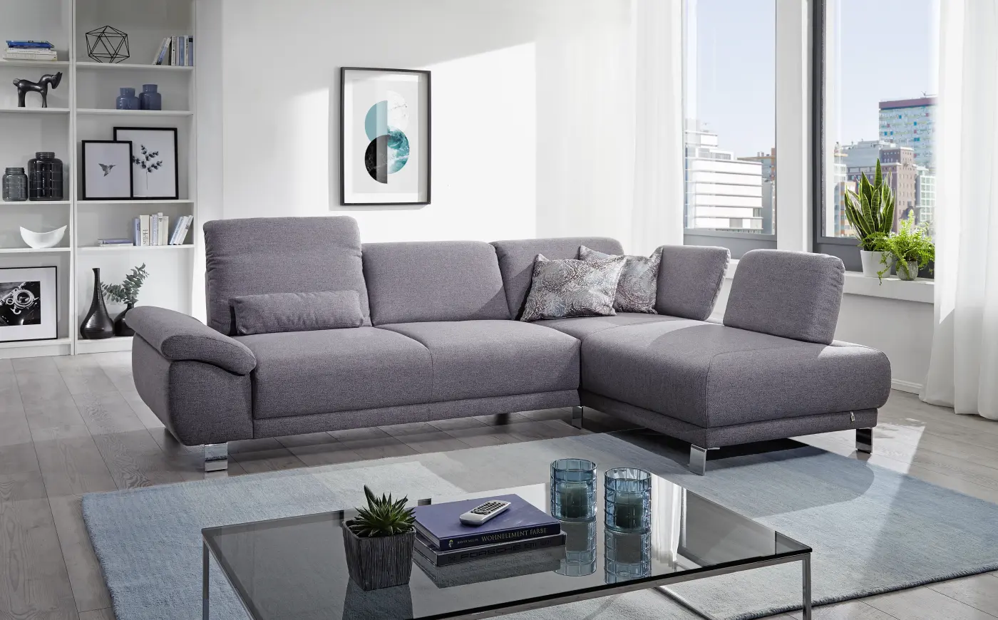 Dietsch Wohnlandschaft 754 - Tiamo grau ca. 275 x 205 cm