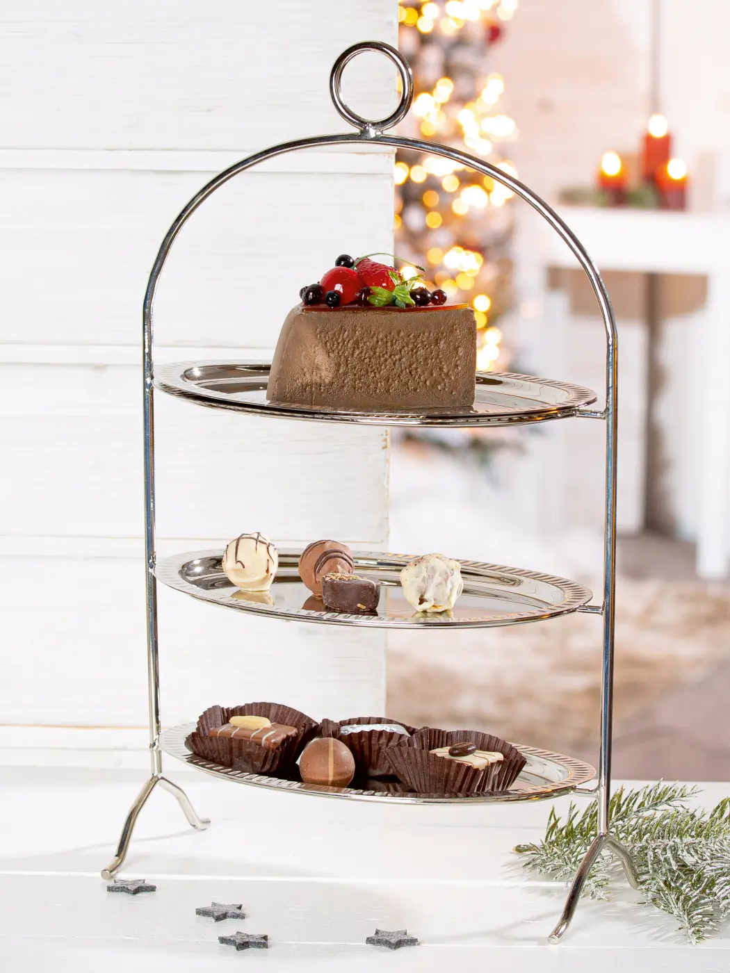Gilde Etagere "Nova" Edelstahl  B:26cm L:15cm H:42,5cm