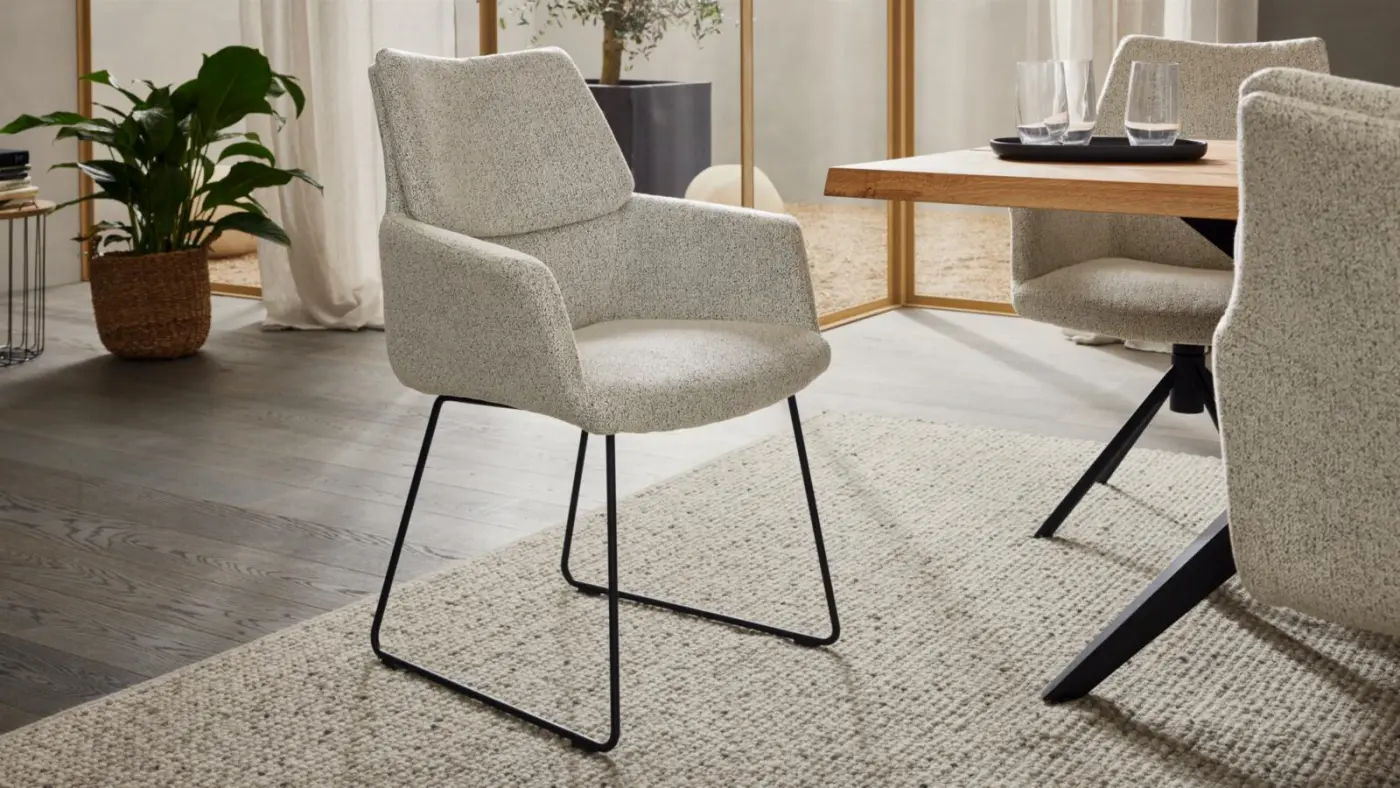 Interliving  Kufen-Schalensessel Serie 5118 Boucle champagne