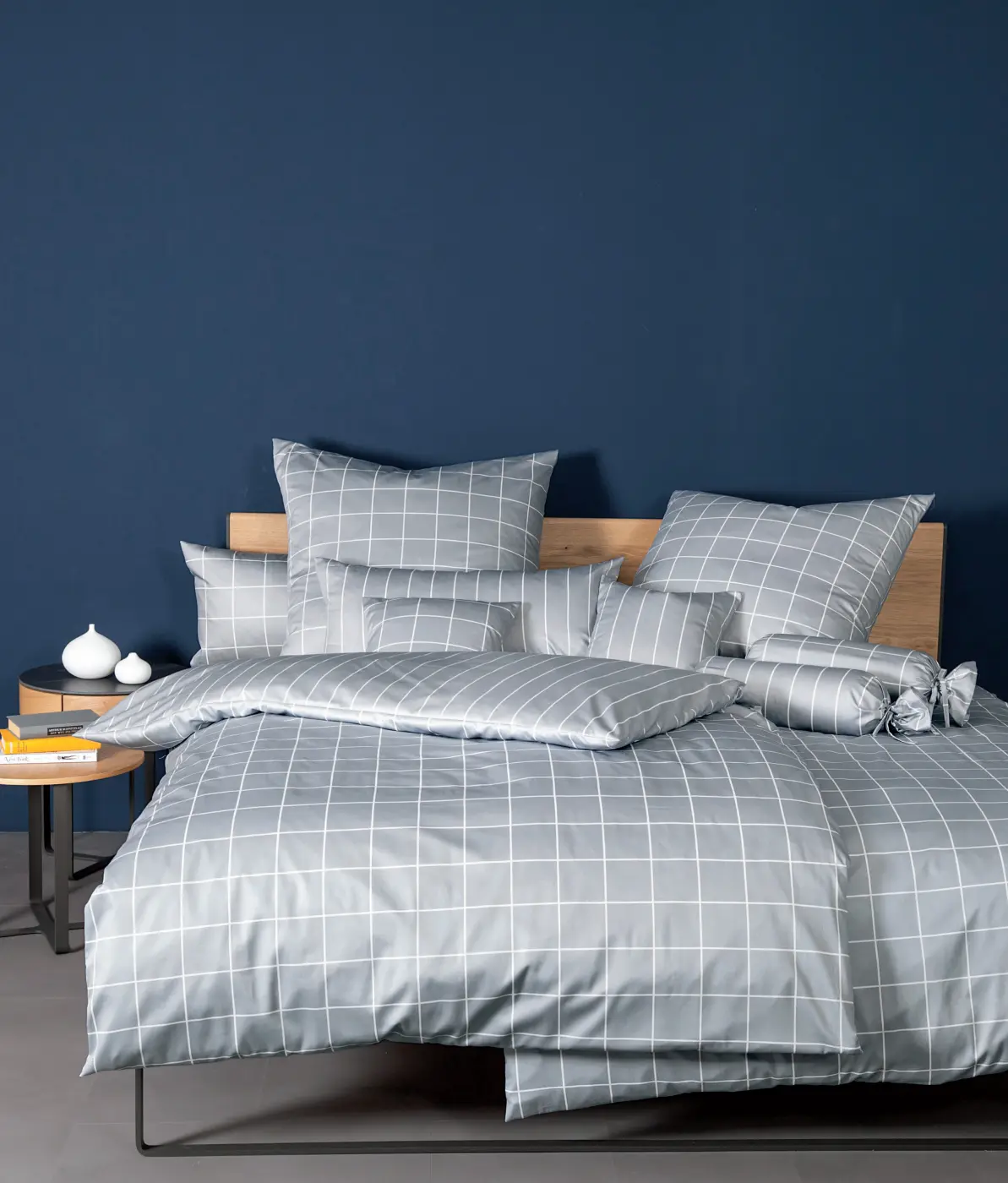 Janine  Mako-Satin Bettwäsche Modern Classic  platin 135X200,80x80 cm