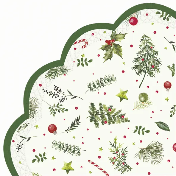 Ihr Rondo-Servietten CHRISTMAS BRANCHES ALLOVER l.g Ø 34 cm