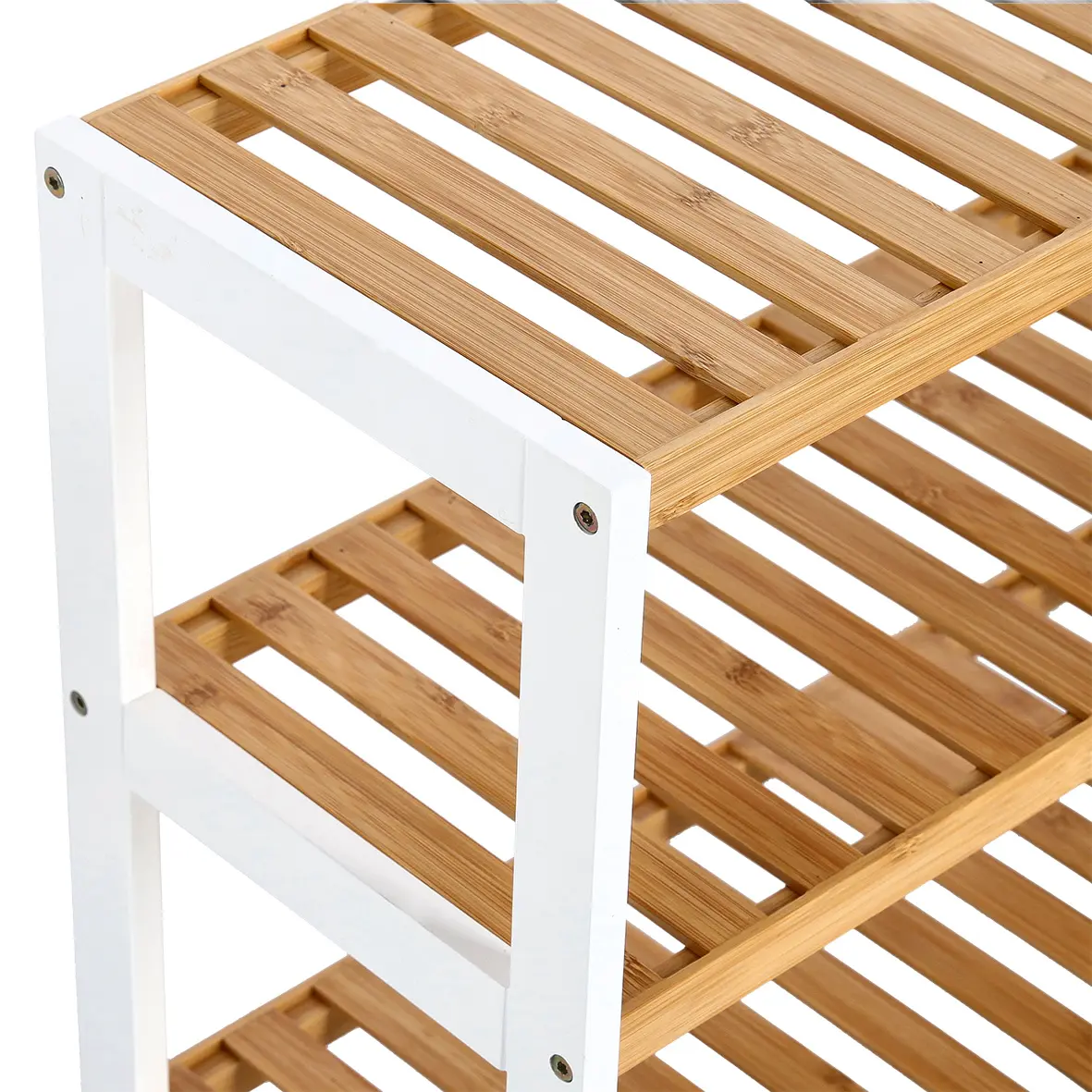 Zeller Schuhregal m. 3 Ablagen Bamboo/MDF weiß