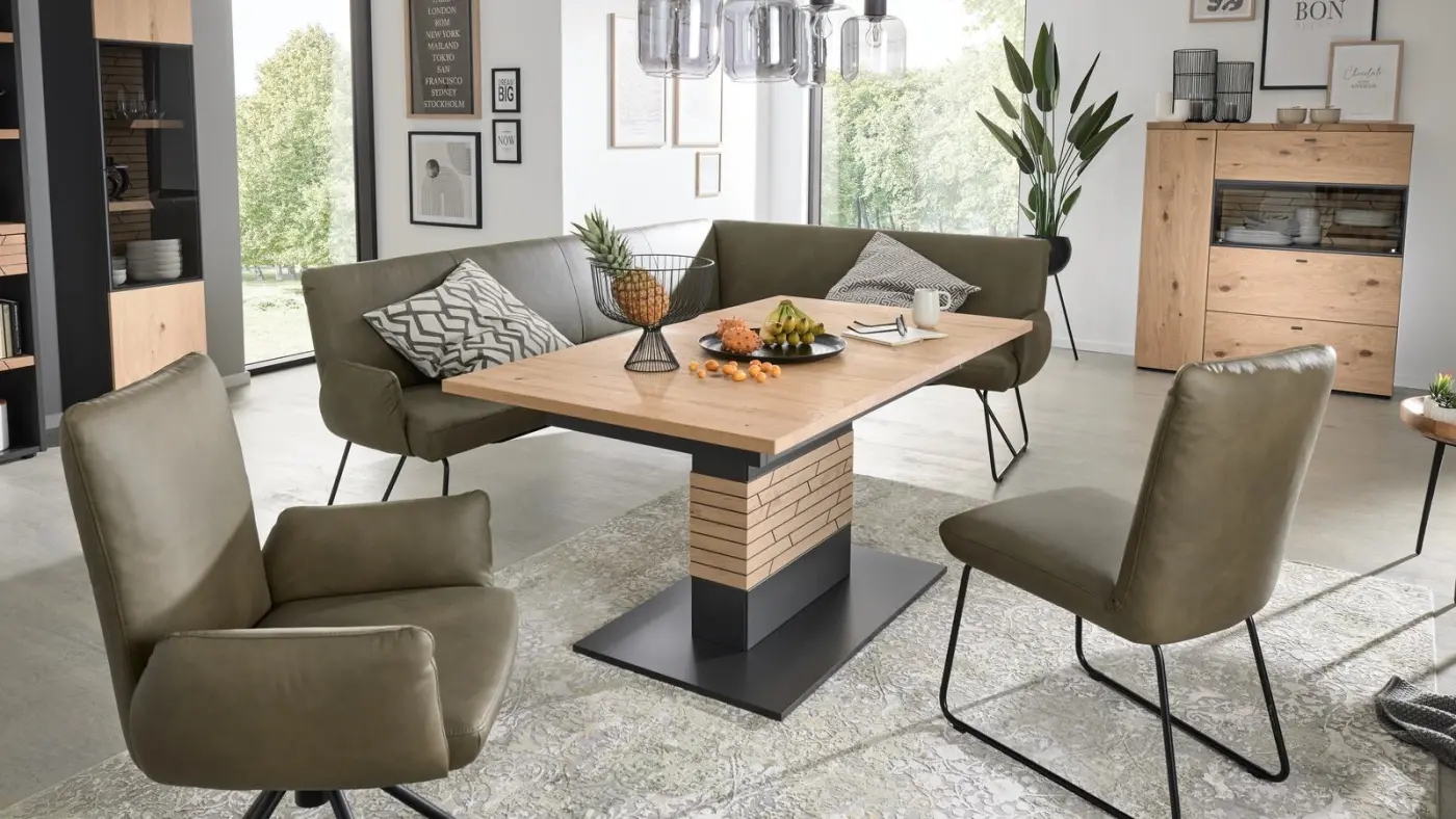 Interliving  Auszugsstisch  Serie 2108 schiefer/Casa Eiche 160/205 x 75 x 90 cm 