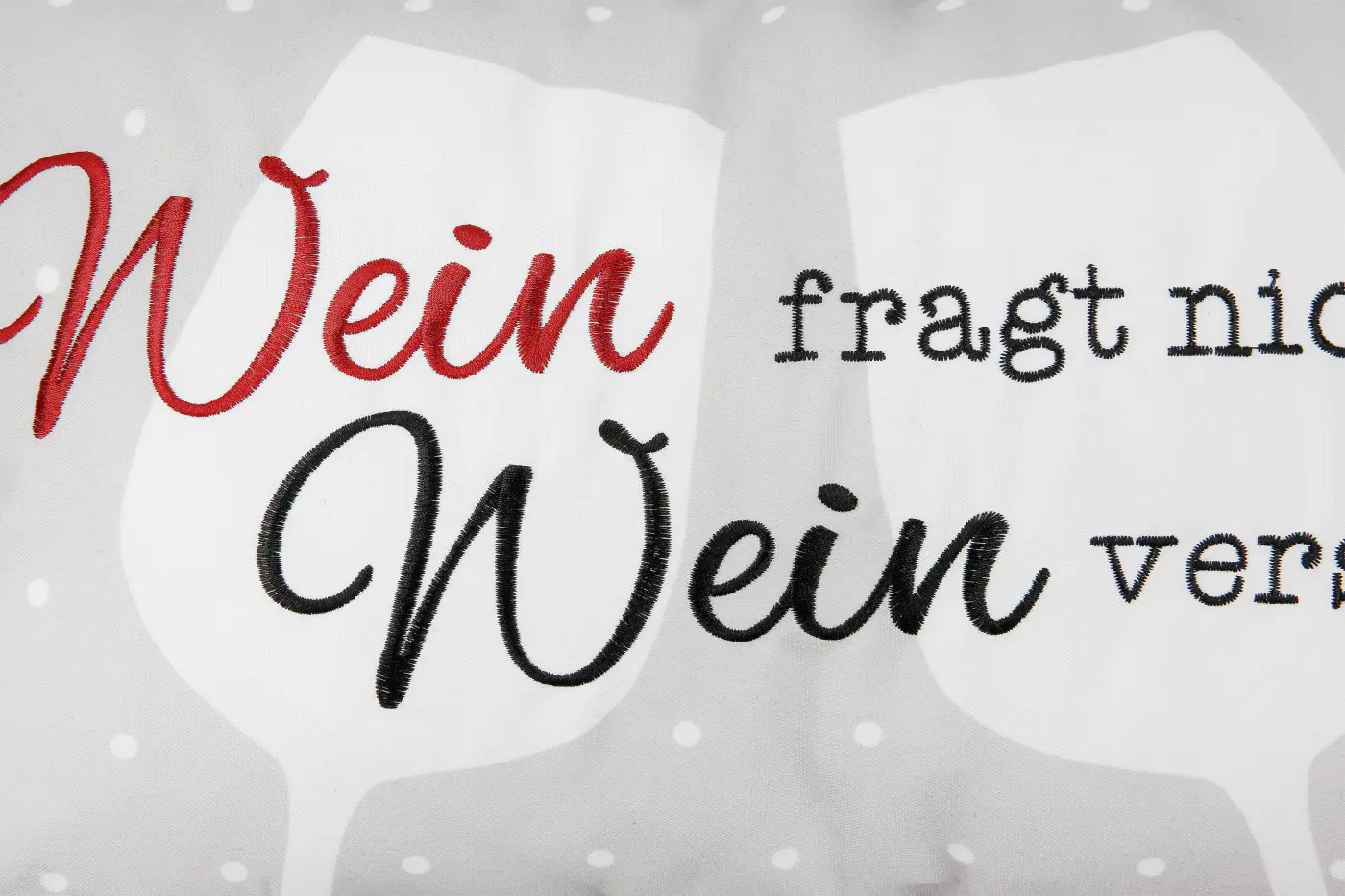 Gilde Kissen "Weinfest" Weinglasmotiv mit Spruch grau