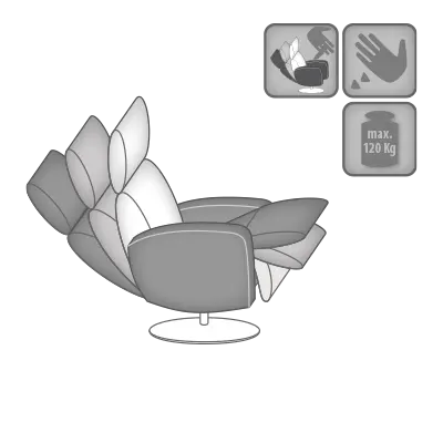 Hukla Relaxsessel Serie  CM-HU1157 Leder elfenbein Körperdruck/Gasdruckfeder