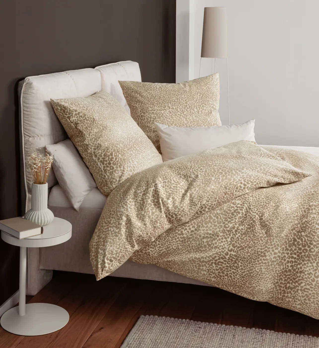 Janine Garnitur Feinbiber  beige braun 135x200,80x80 cm