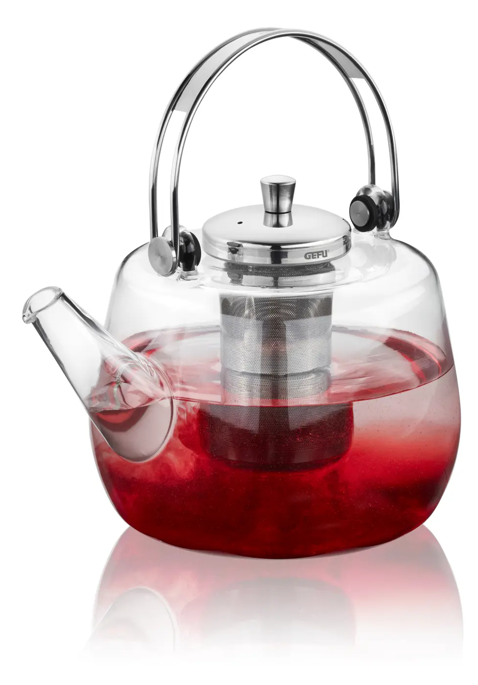 GEFU Teekanne INFUSA  1.000 ml silber/transparent Borosilikatglas|hochwertiger Edelstahl|Silikon