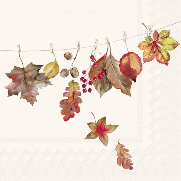 Ihr Cocktail-Servietten LEAF LINE cream 25X25 cm