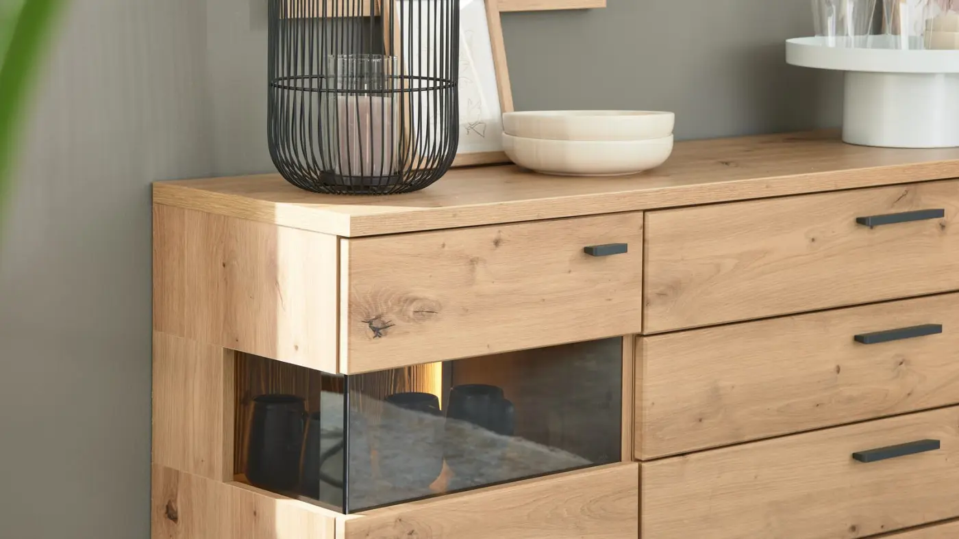 Interliving  Highboard  inklusive Zubehör Serie 2110 Naturbuche ca. 180 x 132 x 40cm(Interliving  Highboard  Serie 2110 Naturbuche)