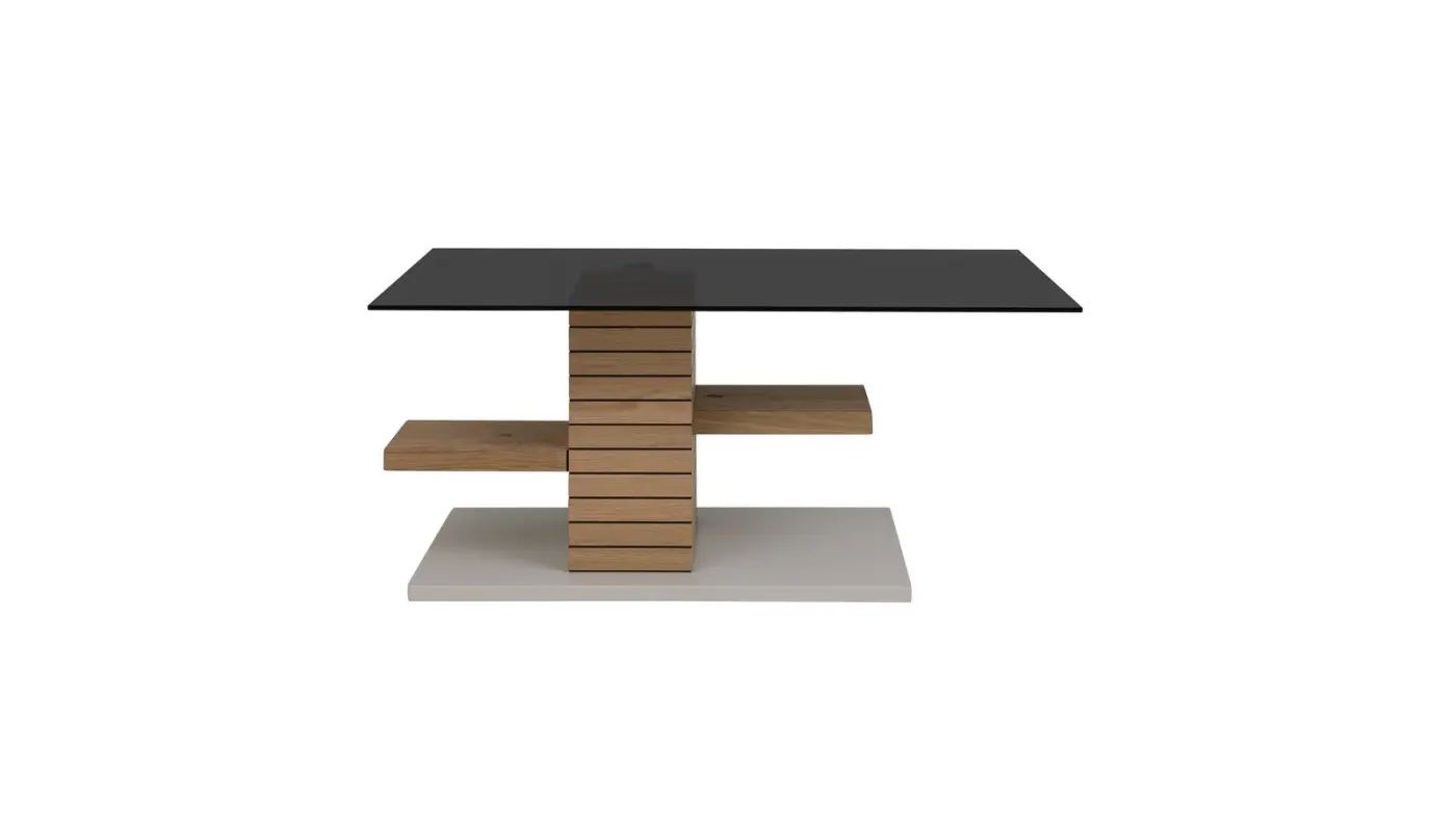 Interliving  Couchtisch  Serie 2108 Glas/Eiche/Lichtgrau ca. 110 x 70 cm