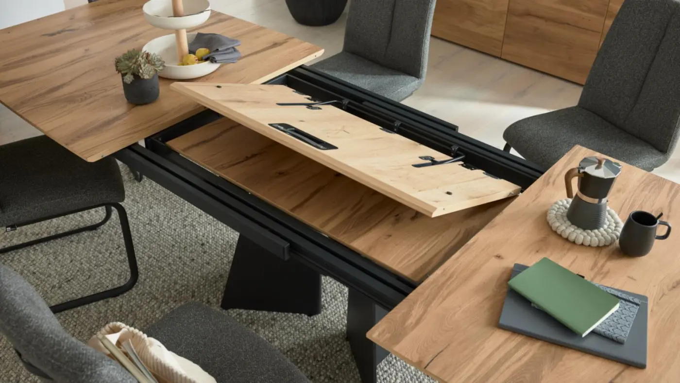 Interliving  Esstisch mit Klappeinlage Serie 5119  Eiche rustico hell geölt ca.220 (320) x 110 x 75 cm