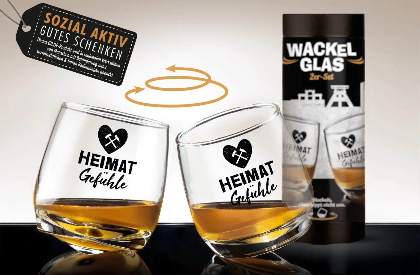 Gilde Handwerk 2er Set Wackelglas klar 200 ml mit Zylinderbox