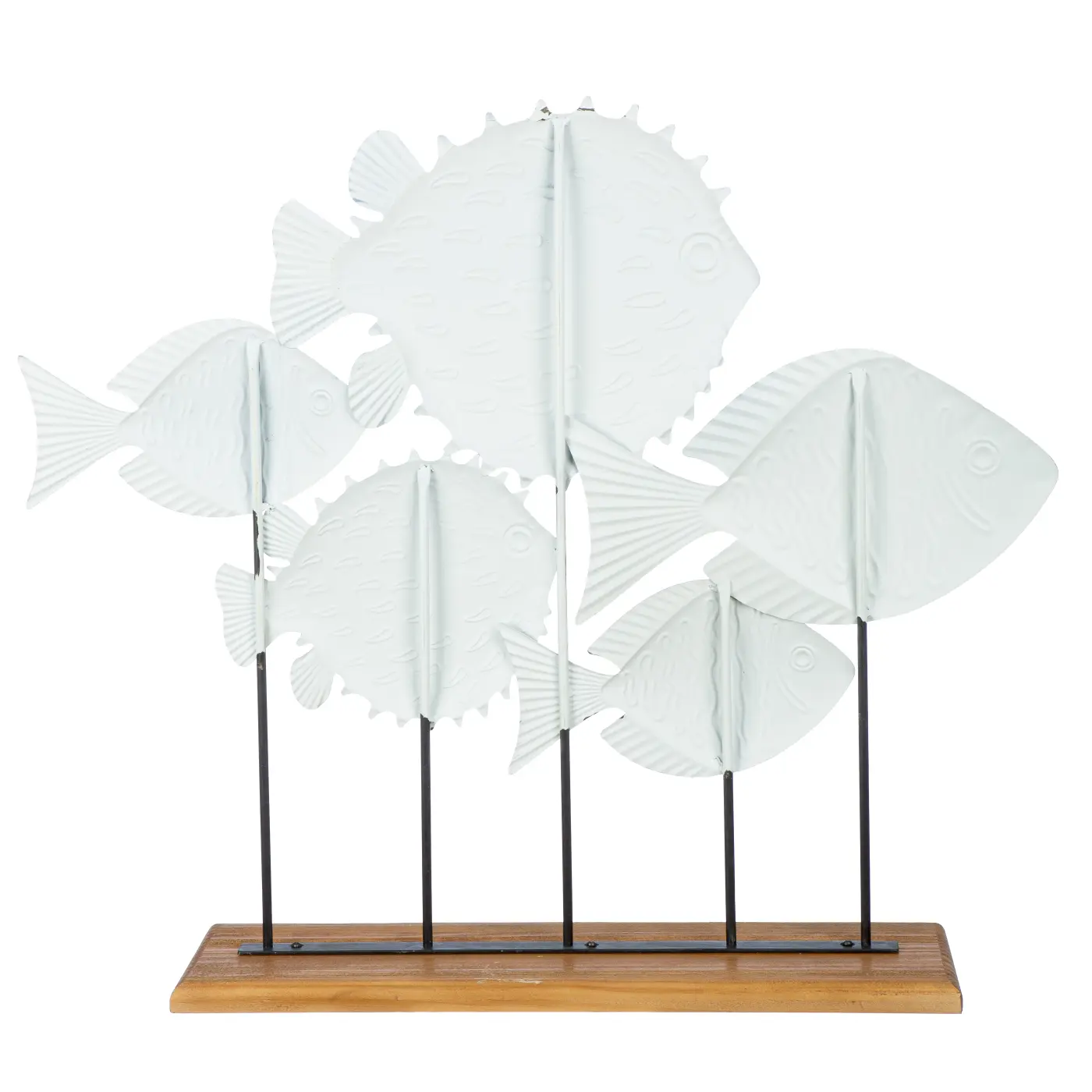 Gilde Handwerk Standrelief Ocean  Fischmotiv Metall grau/blau ca. 65x55x6 cm