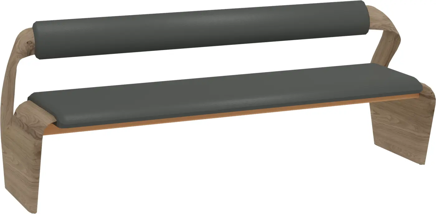 Voglauer Valpin Sitzbank abgerundet Eiche Altholz/Leder schwarz ca. 207 cm Voglauer Valpin Sitzbank abgerundet Eiche Altholz/Leder schwarz ca. 207 cm