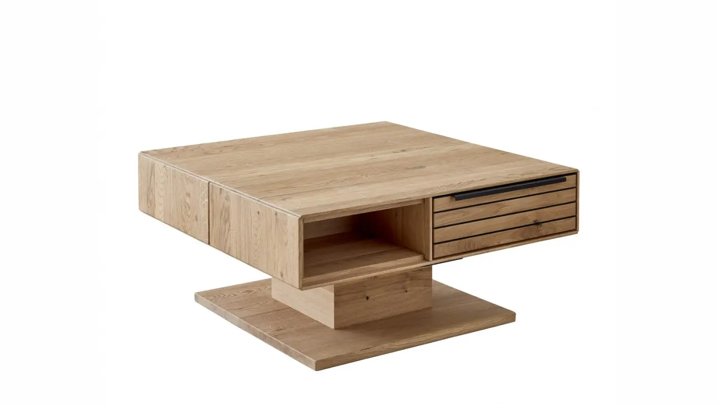 Decker Couchtisch Nevada mit 2 Schüben Asteiche massiv ca. 82 x 42 x 82 cm
