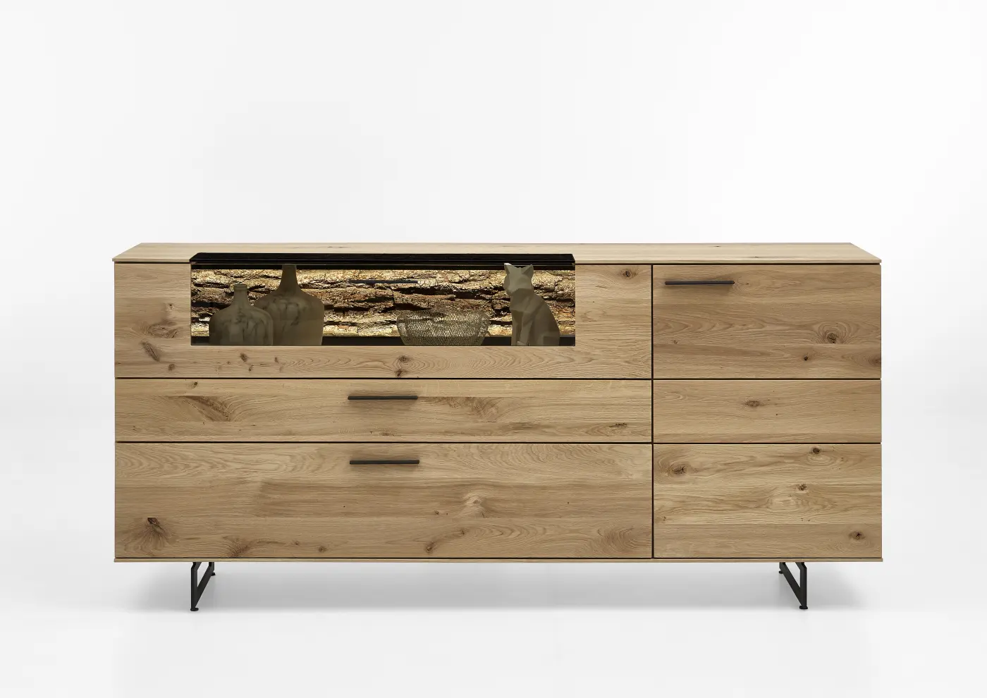 Hartmann  Sideboard, 2-trg., 2 Schübe Runa Kerneiche Natur massiv H / B ca. 77 x 192 cm
