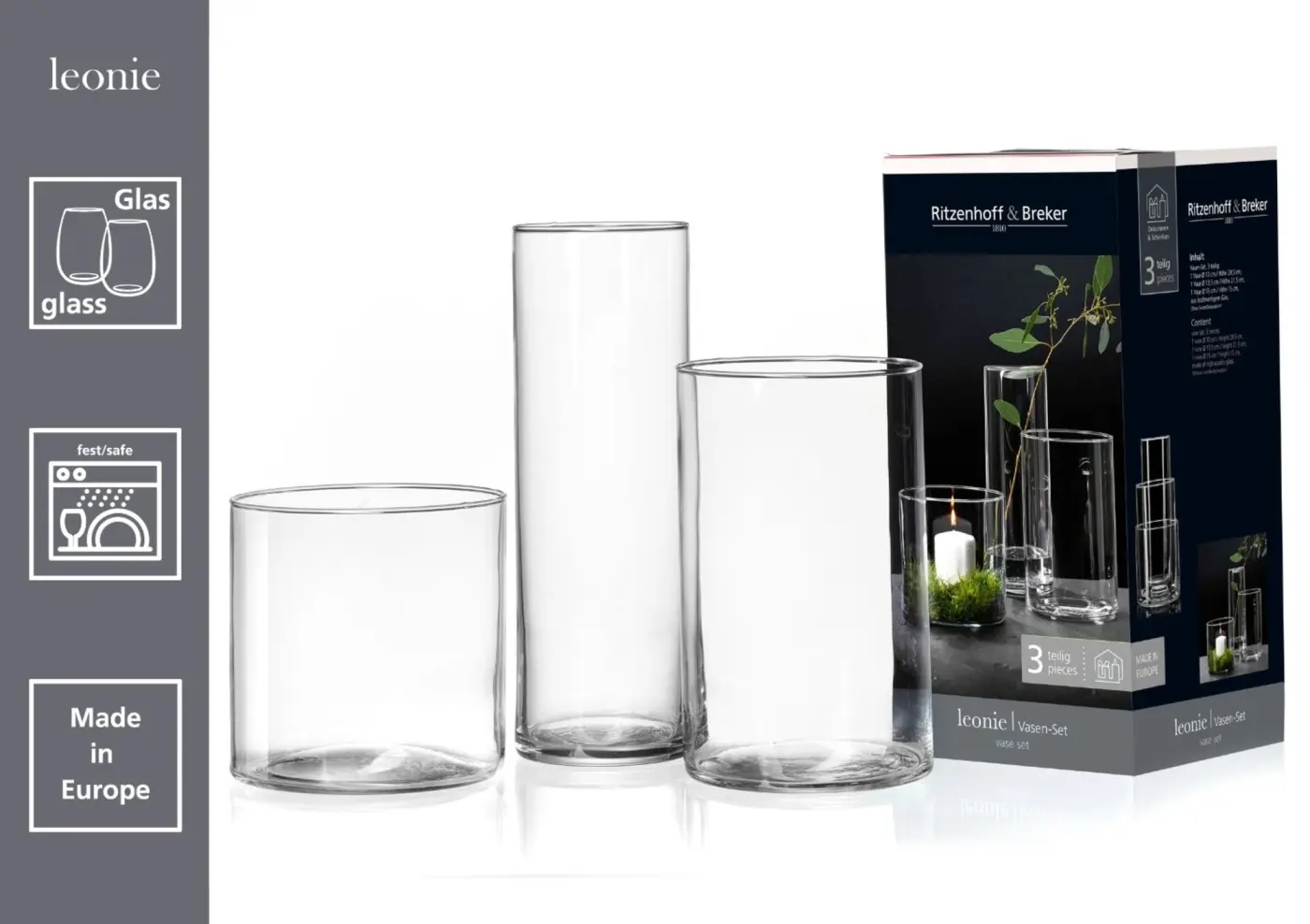 Ritzenhoff & Breker Vasen-Set LEONI Transparent 