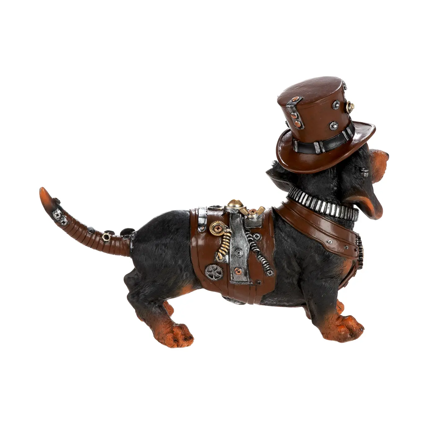 Gilde Figur Steampunk Dachshund braun, schwarz L 12.5 x B 33 x H 24.5 cm